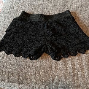 Black Lace Crochet Material Shorts